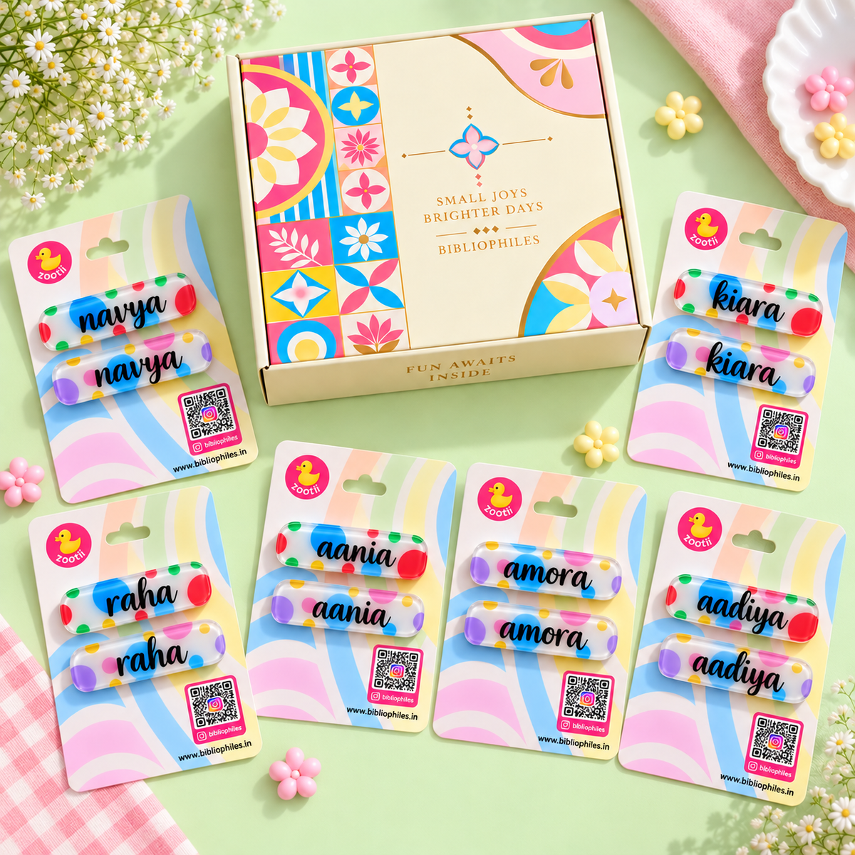 Kanjak Hamper (Polka Blue Pack of 6 Sets, 6 Different Names)