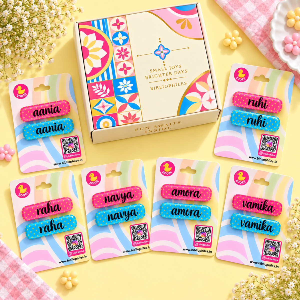 Kanjak Hamper (Polka Blue Pack of 6 Sets, 6 Different Names)