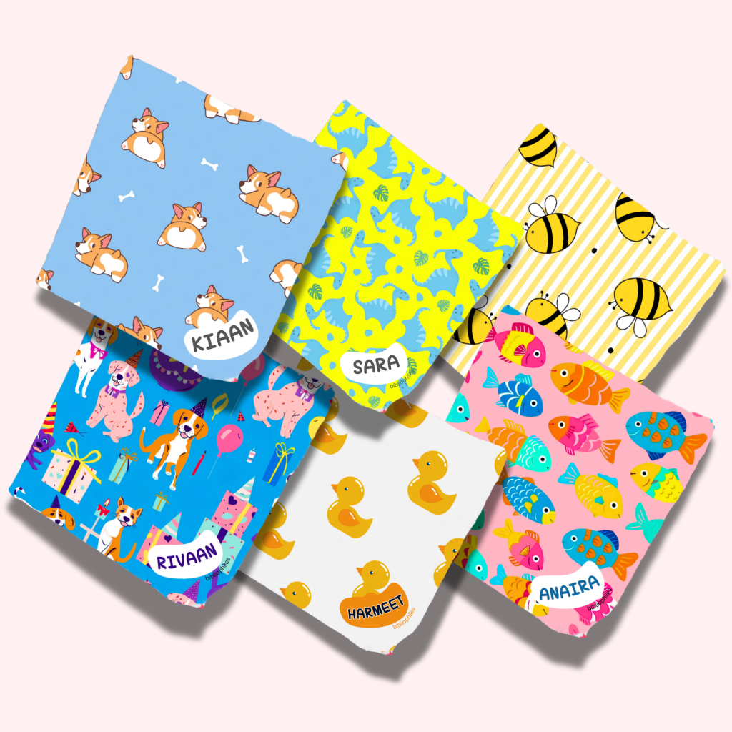 Personalised Muslin Handkerchief Set - My Pets (Pack of 6) with Name Labels