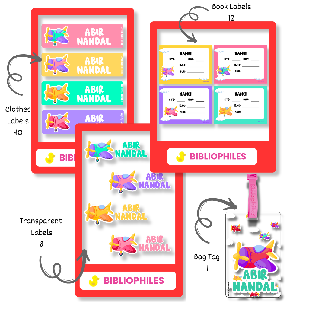 Starting the School Combo - Planes (Transparent Label Bag Tag Cloth Labels Book Labels) (Copy) (Copy)