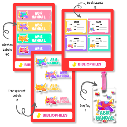 Starting the School Combo - Planes (Transparent Label Bag Tag Cloth Labels Book Labels) (Copy) (Copy)