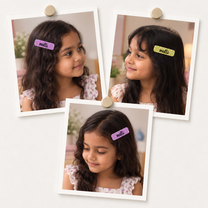 Hair Clips - Polka Dots Green Purple (Pack of 4)