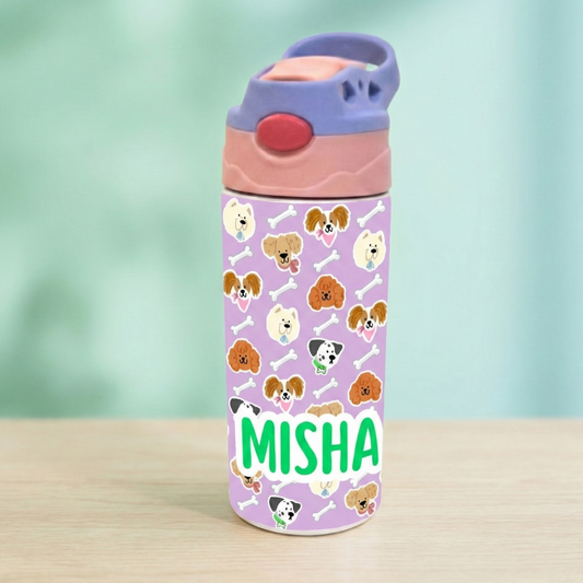 Zootii Personalised Water Bottle (Puppies-PinkBlue)