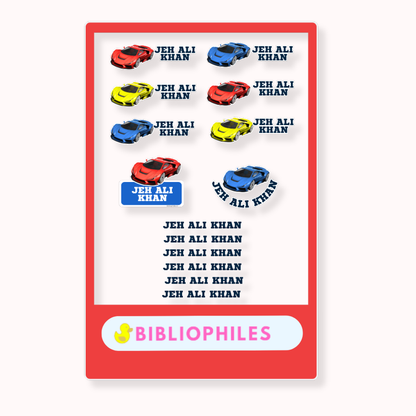 Mix Transparent Labels (Pack of 14 Labels) - Race Car