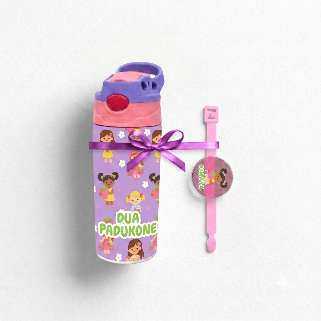 Strawberry Girls Waterbottle | Rakhi | Greeting Card - Raksha Bandhan Combo