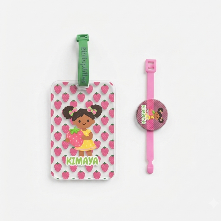 Rakha Bandhan Combo - Strawberry Girls Luggage Tag | Rakhi | Greeting Card