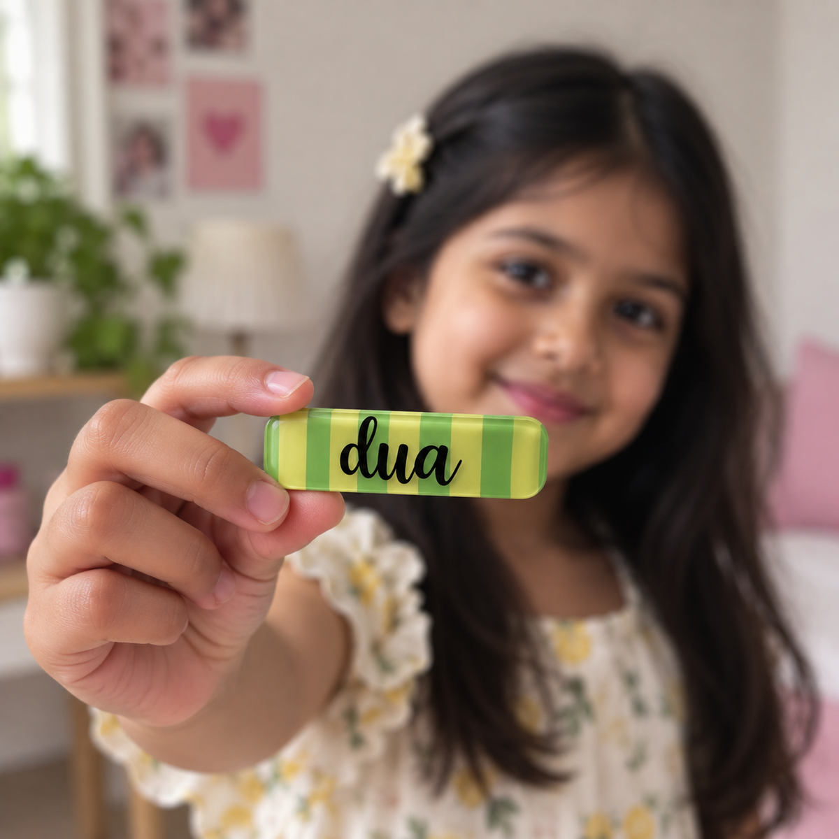 Hair Clips - Stripes Green Purple (Pack of 4)