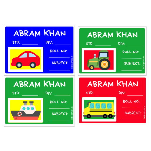 Vehicles Book Labels Waterproof Personalized Stickers