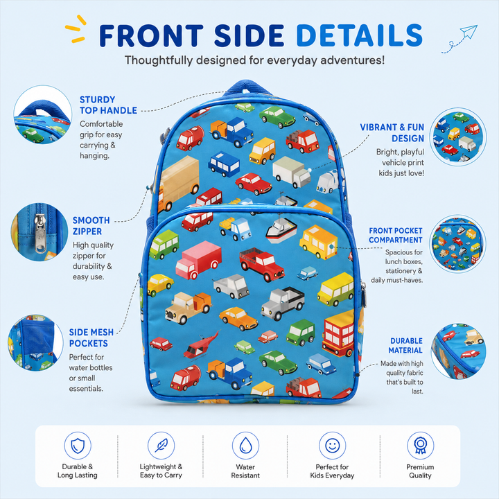 Zootii Smart Kids School Bag - Vehicles