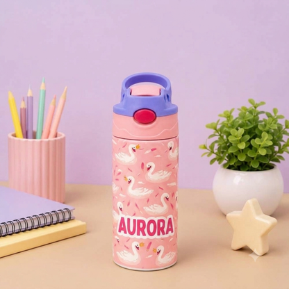 Swans Personalised Water Bottle (Swan- Peach)