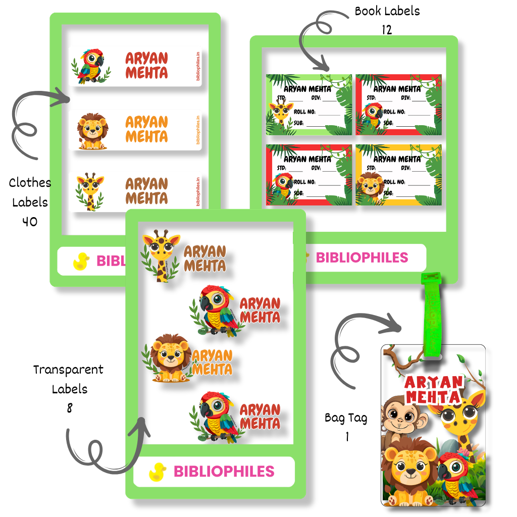 Starting the School Combo - Zootii (Transparent Label Bag Tag Cloth Labels Book Labels) (Copy)