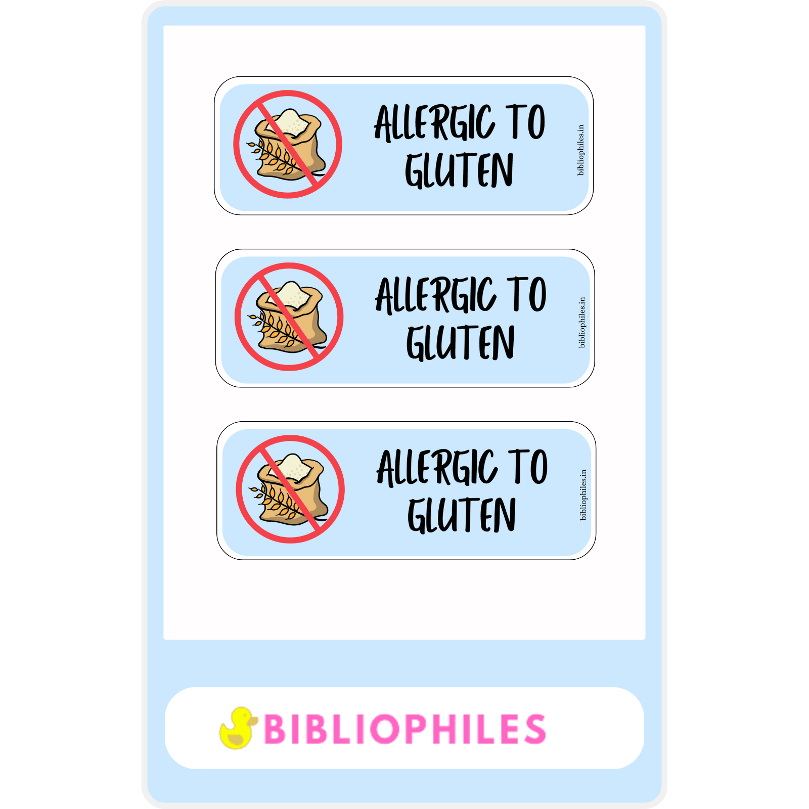 Allergy Labels - Gluten - Bibliophiles