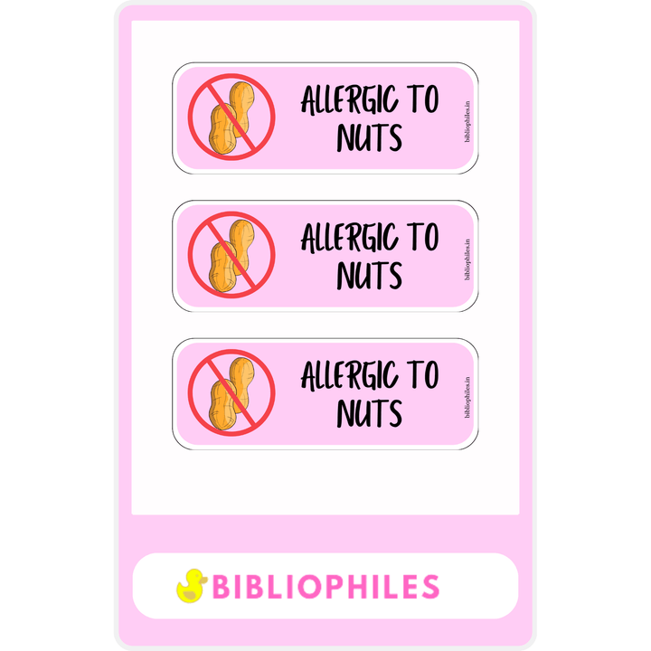 Nut allergy labels for kids school items