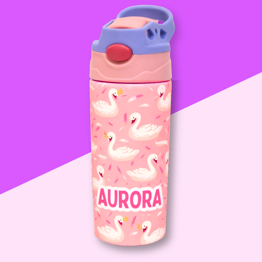 Swans Personalised Water Bottle (Swan- Peach)