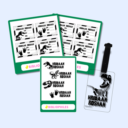 Back to School Combo - Jurassic ( Transparent Bag Tag Book Labels) - Bibliophiles
