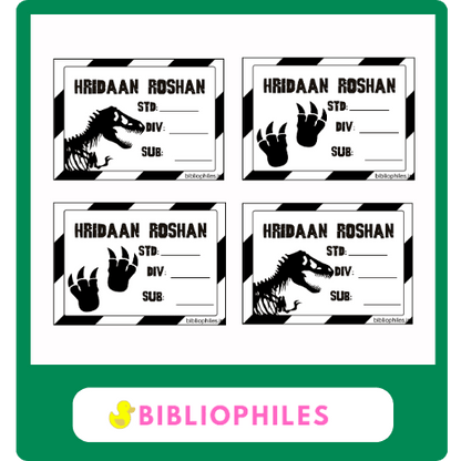 Back to School Combo - Jurassic ( Transparent Bag Tag Book Labels) - Bibliophiles