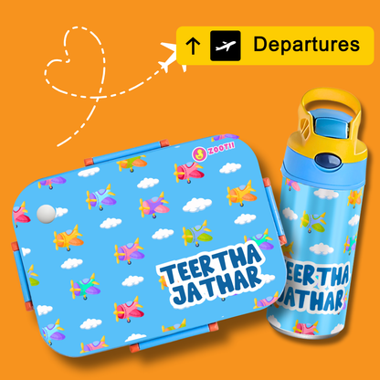 Premium Bento Lunch Box & Water Bottle - Planes