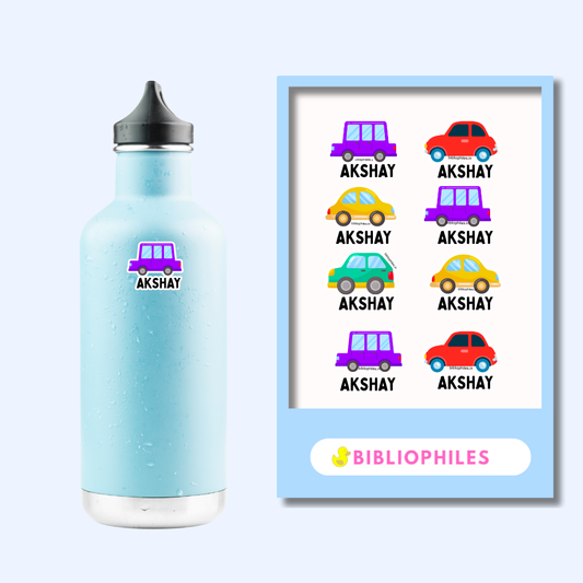 Transparent Labels - Colourful Cars (Personalised)