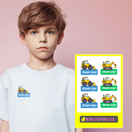 Clothes Shape Personalised Stickers Construction - Bibliophiles