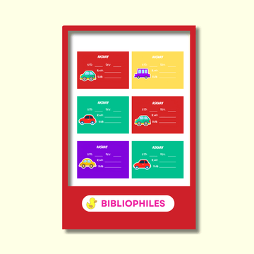 Colourful cars Book Labels | Personalised Colourful Cars Labels - Bibliophiles