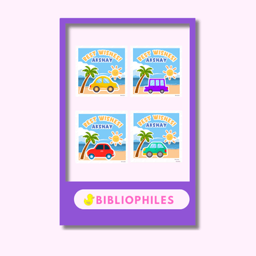 Colourful Cars Personalised Gift Tag Stickers - Bibliophiles