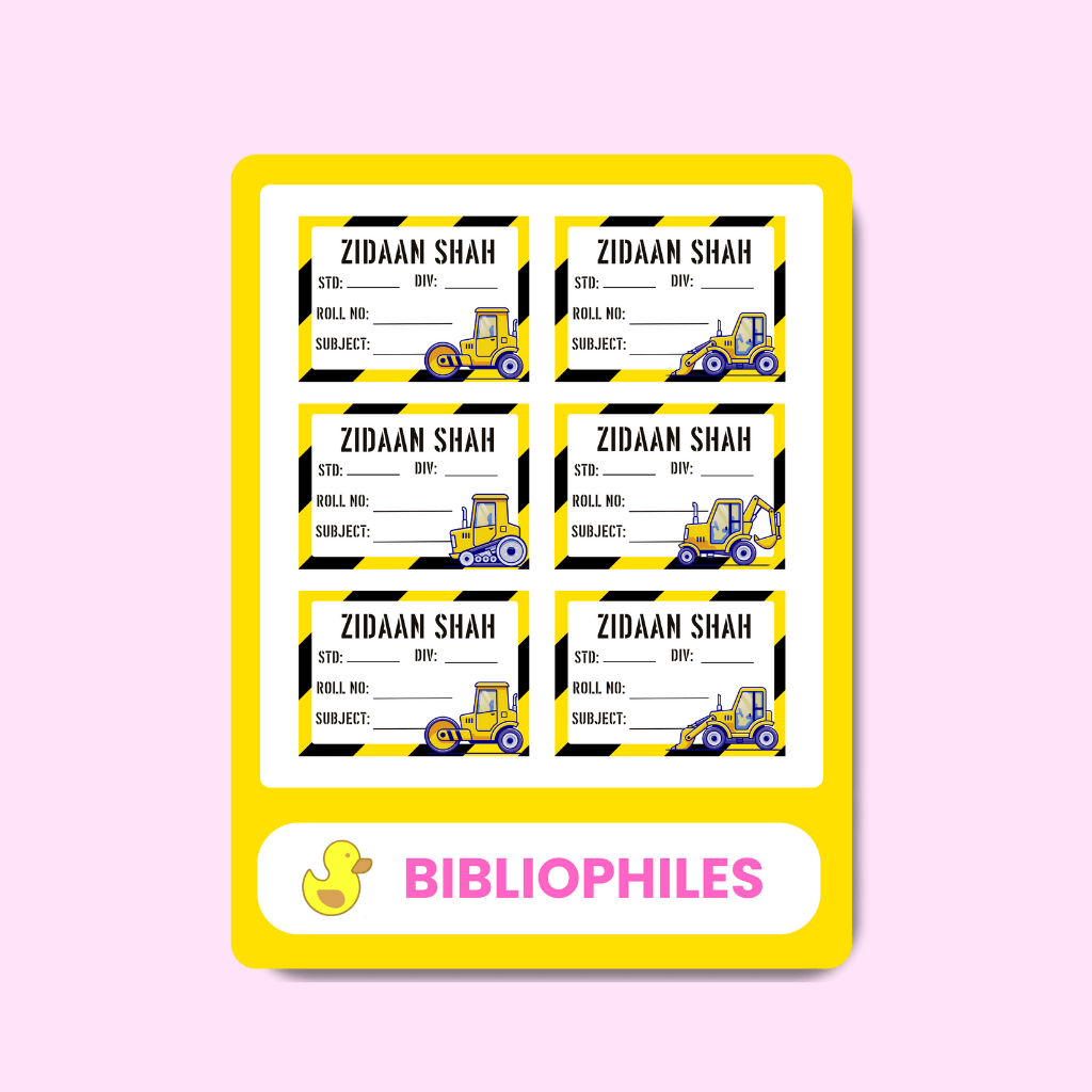 Construction Personalised Book Labels - Bibliophiles