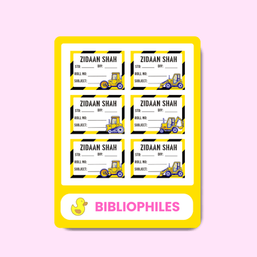 Construction Personalised Book Labels - Bibliophiles