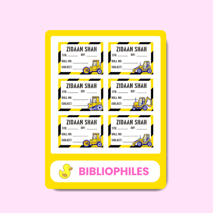 Construction Personalised Book Labels - Bibliophiles