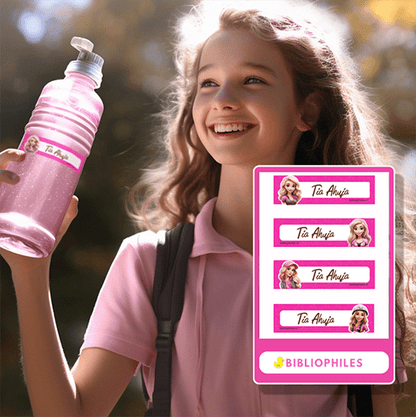 Cute Girl Personalised Waterproof Stickers - Bibliophiles