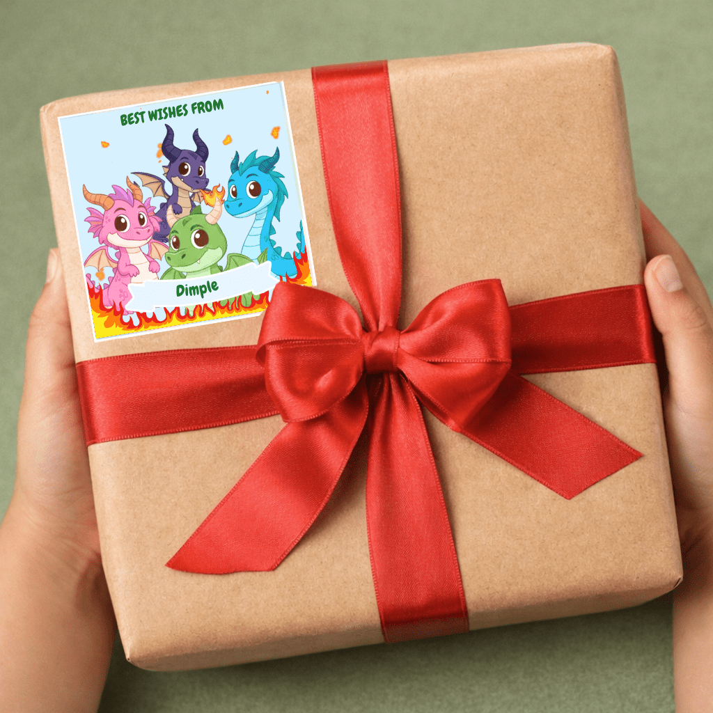 Dragon Personalised Gift Tag Stickers - Bibliophiles
