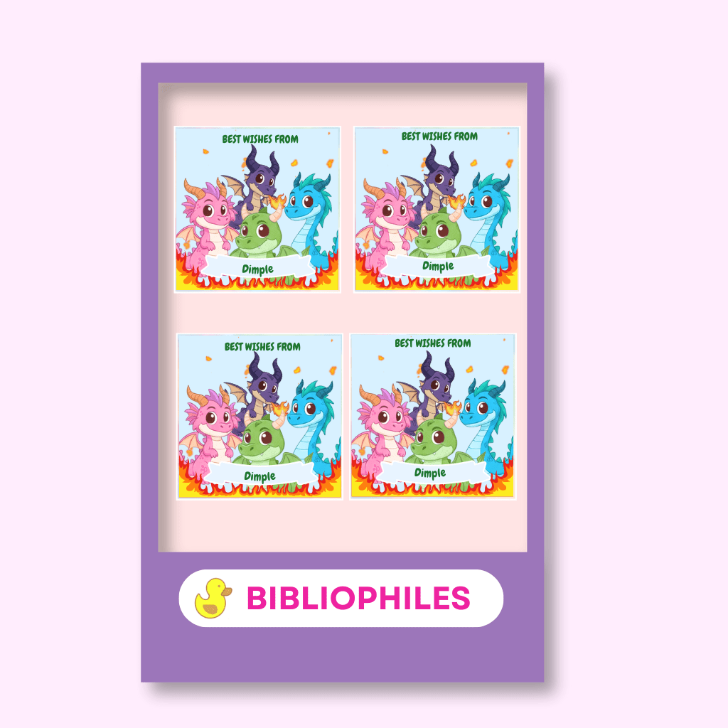 Dragon Personalised Gift Tag Stickers - Bibliophiles