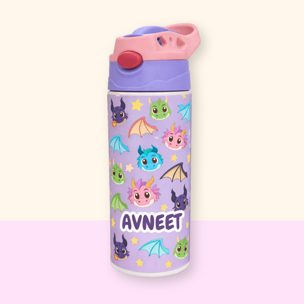 Dragon Personalised Water Bottle (Dragon - Purple) - Bibliophiles