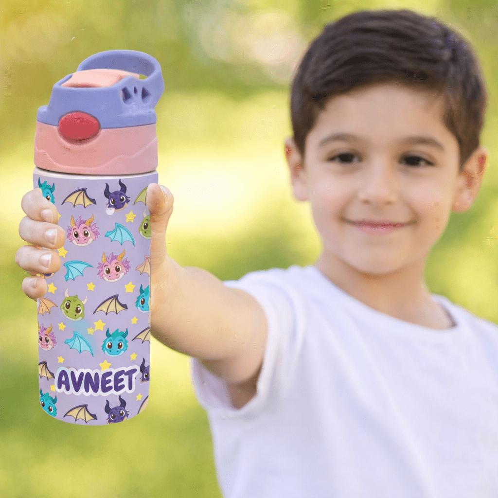 Dragon Personalised Water Bottle (Dragon - Purple) - Bibliophiles