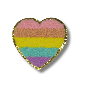 Funky iron on heart patches for kids