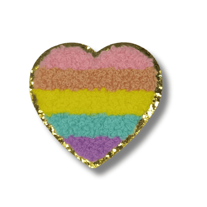 Funky iron on heart patches for kids