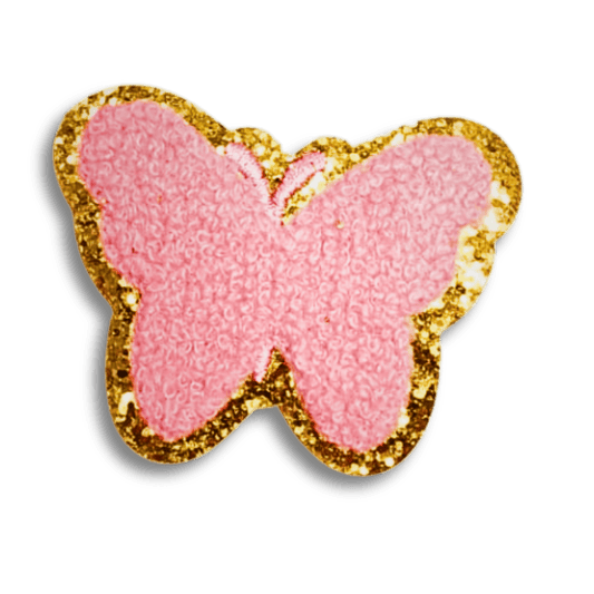 Funky Iron on Patches - Pink Butterfly - Bibliophiles