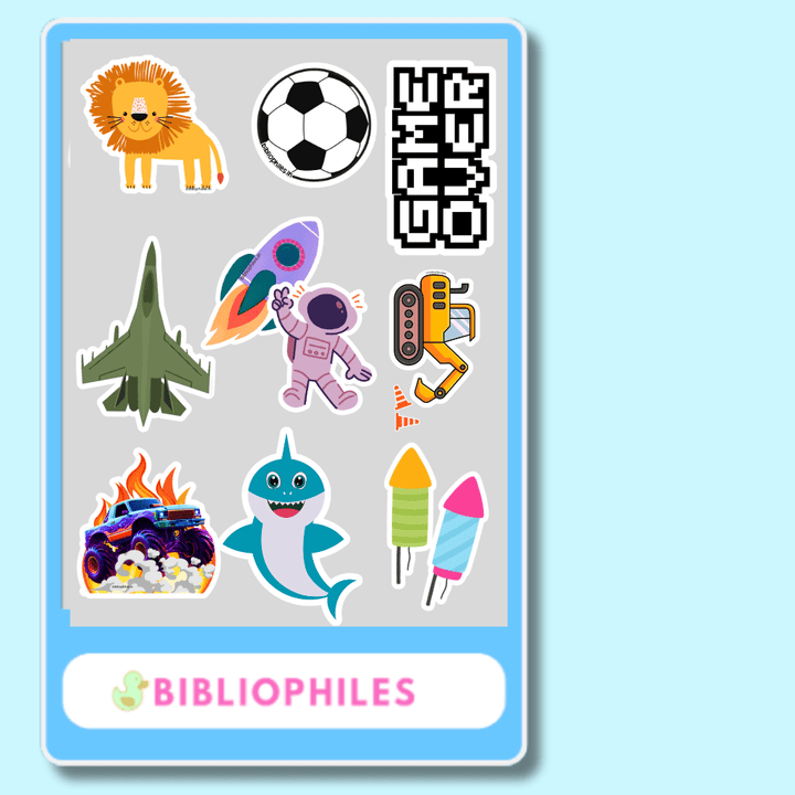 Kids 3D Stickers Set (Large) - Adventure - (Pack of 9 Stickers) - Bibliophiles