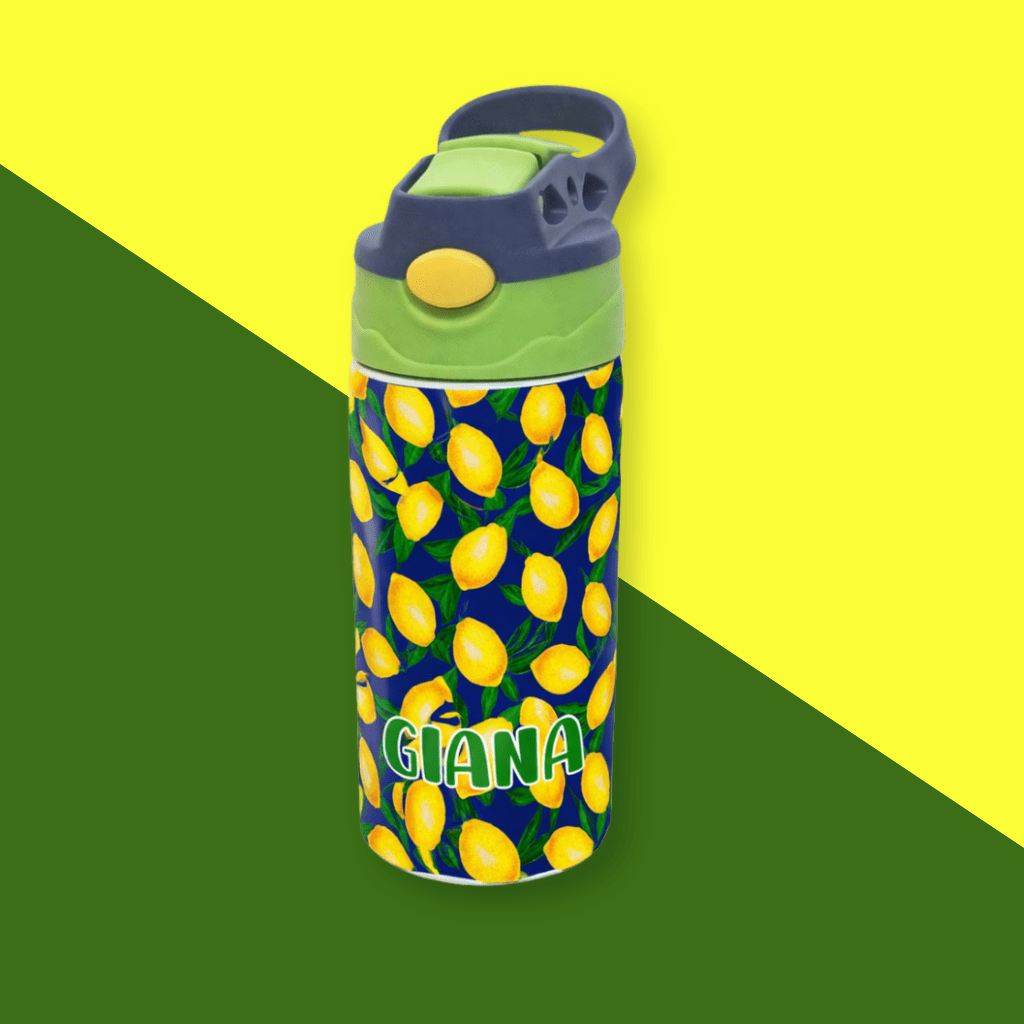 Lemons Personalised Water Bottle (GreenYellow) - Bibliophiles