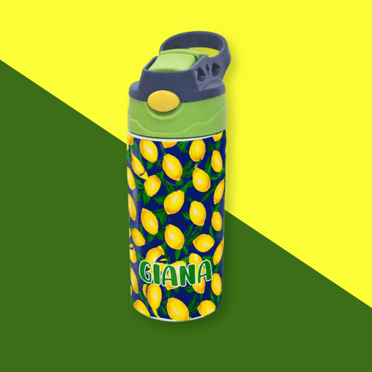 Lemons Personalised Water Bottle (GreenYellow) - Bibliophiles