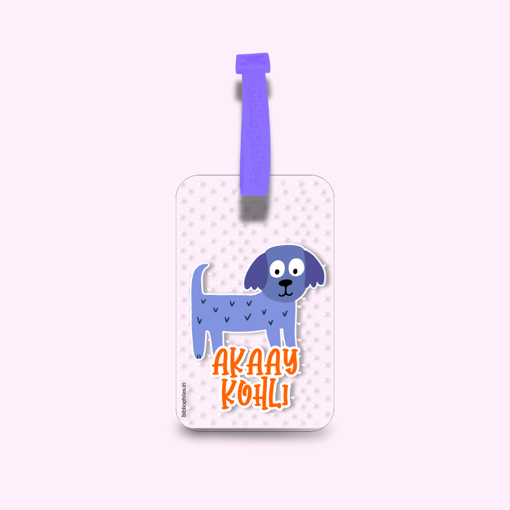 Luggage Tag - Blue Pup (Transparent Tag) - Bibliophiles