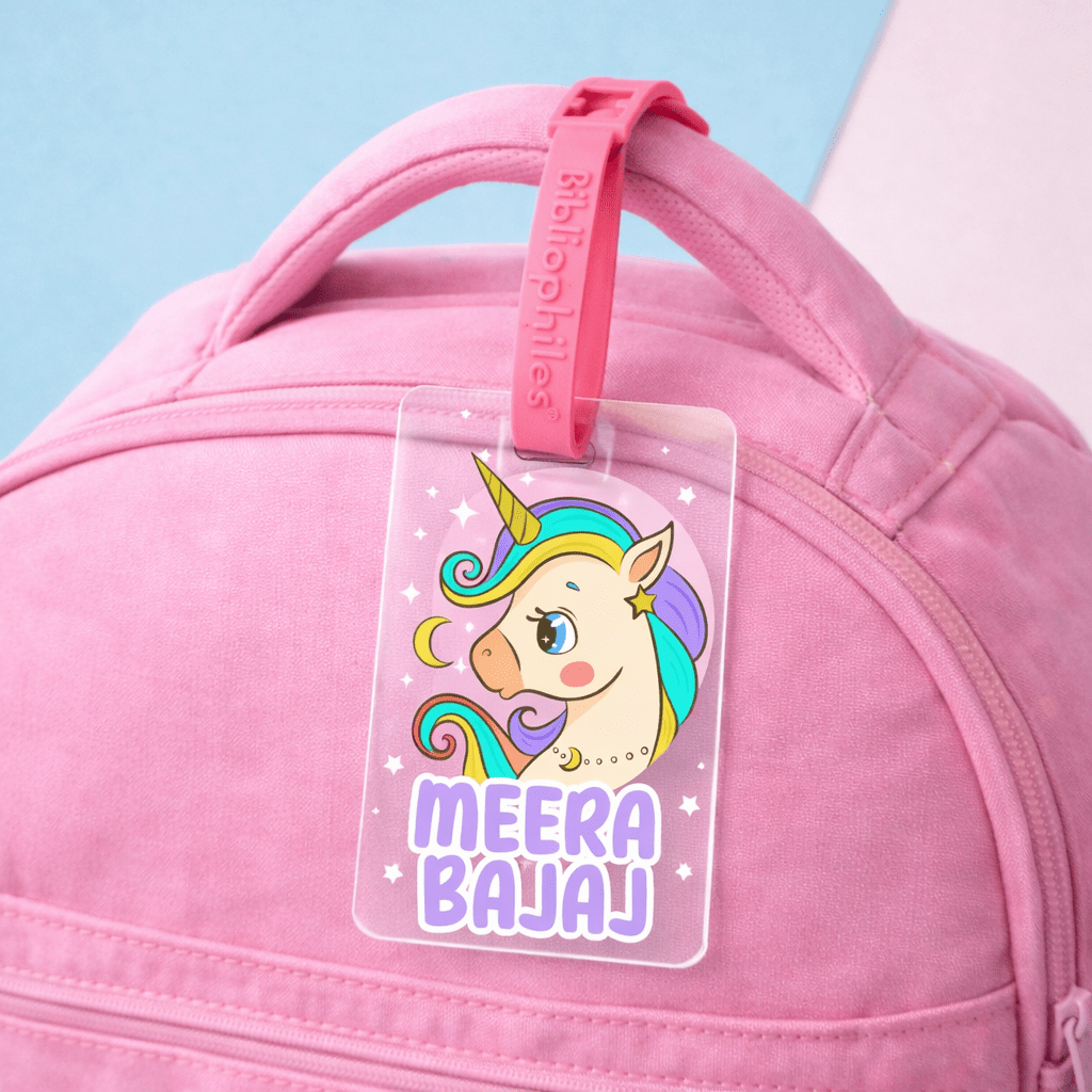 Luggage Tag - Cute Baby Unicorn (Transparent Tag) - Bibliophiles