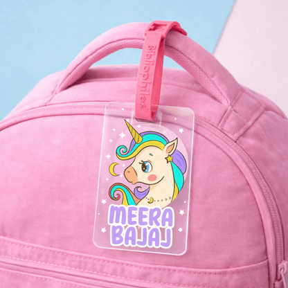 Luggage Tag - Cute Baby Unicorn (Transparent Tag) - Bibliophiles