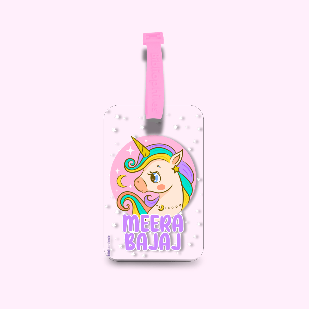 Luggage Tag - Cute Baby Unicorn (Transparent Tag) - Bibliophiles