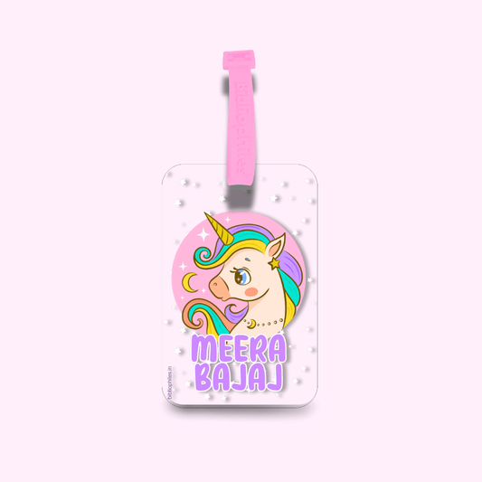 Luggage Tag - Cute Baby Unicorn (Transparent Tag) - Bibliophiles
