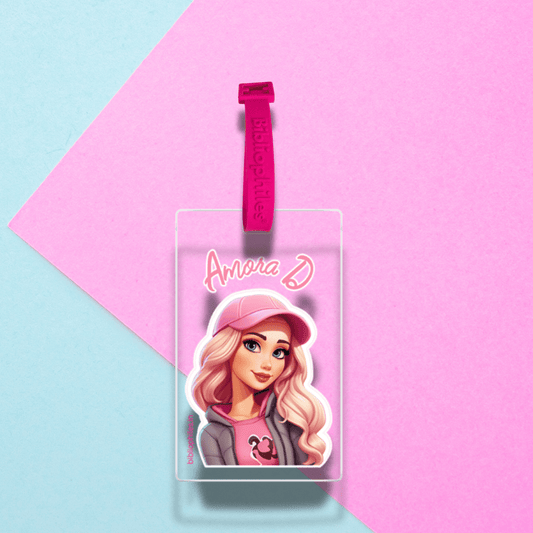 Luggage Tag - Cute Girl (Transparent Tag) - Bibliophiles