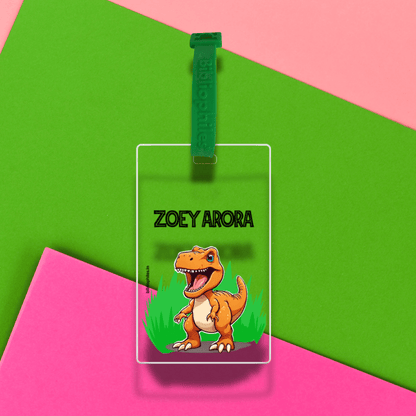 Luggage Tag - Dinosaur (Transparent Tag) - Bibliophiles