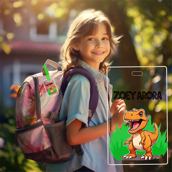 Luggage Tag - Dinosaur (Transparent Tag) - Bibliophiles