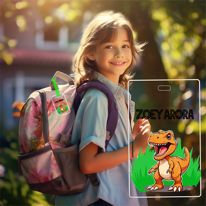 Luggage Tag - Dinosaur (Transparent Tag) - Bibliophiles