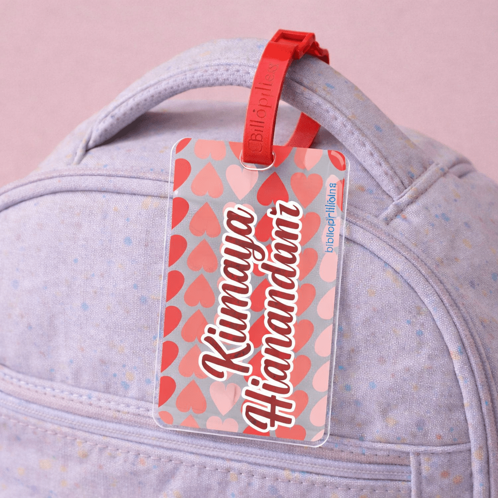 Luggage Tag - Hearts (Transparent Tag) - Bibliophiles