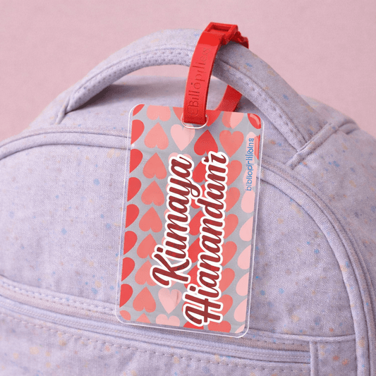 Luggage Tag - Hearts (Transparent Tag) - Bibliophiles